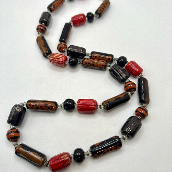 Glazed Trading Beads Vintage Necklace - Picture 2 of 7